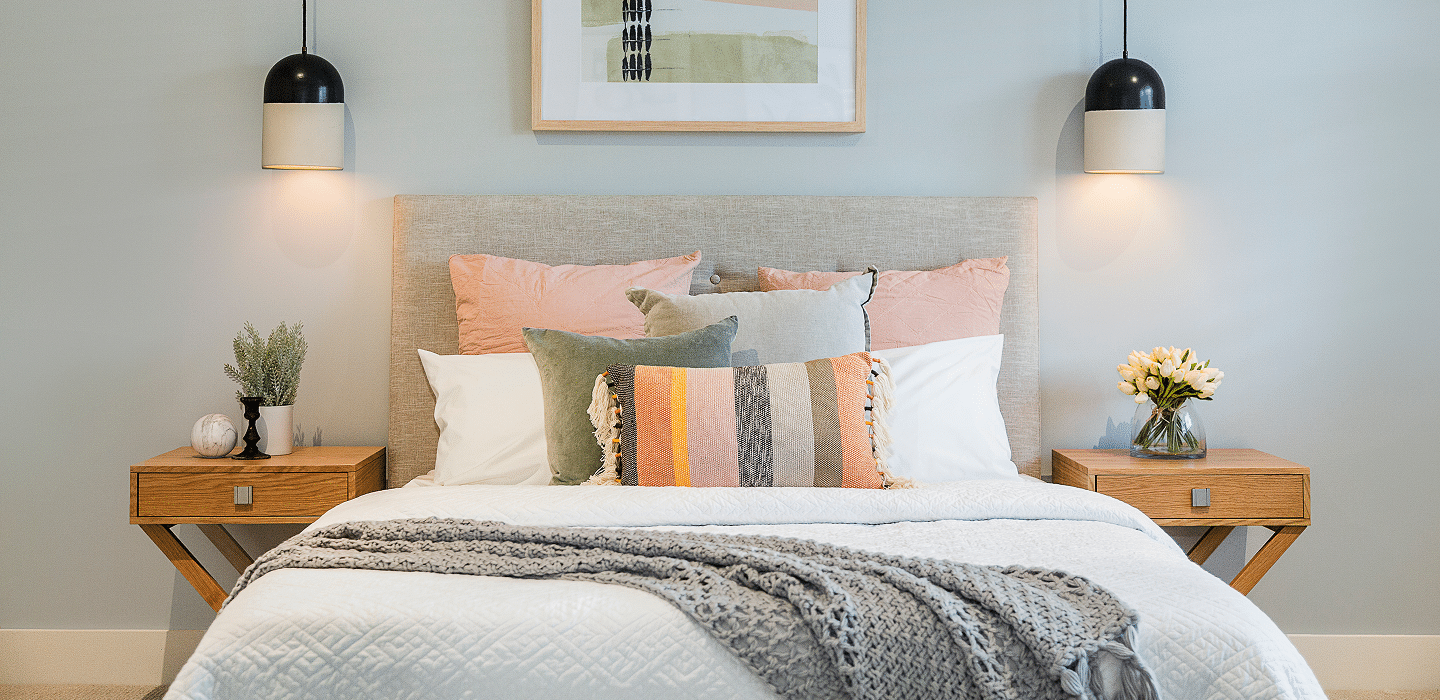 Modern bedroom with the bed as the focus